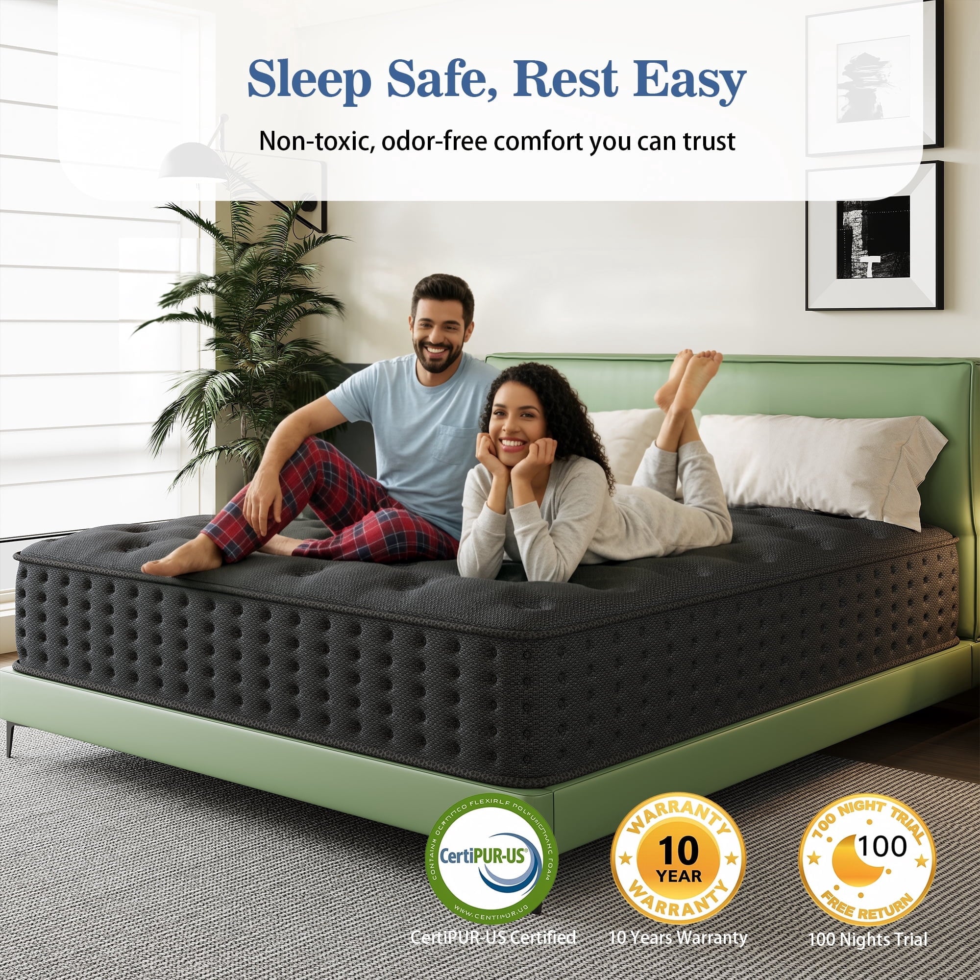 Tryagat 14” Twin Hybrid Mattress in a Box, Medium Firm Twin Size Mattresses, Cooling Gel Memory Foam Mattress with Individually Wrapped Pocket Coils, Pressure Relief
