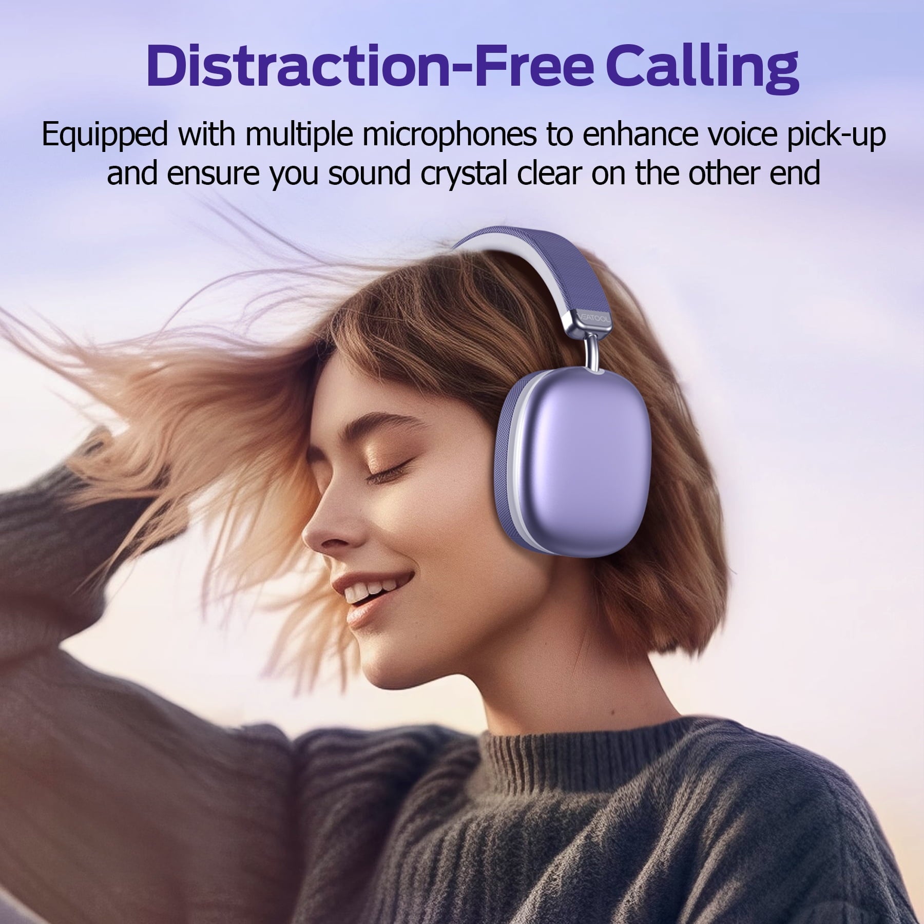 Bluetooth Headphones Over Ear, 65Hrs Playtime Wireless Headphones,Bass Boosted by 90%,Lightweight Headset with Deep Bass, Clear Call with 4 Noise Cancelling Mics,Low Latency for Travel Work Cellphone
