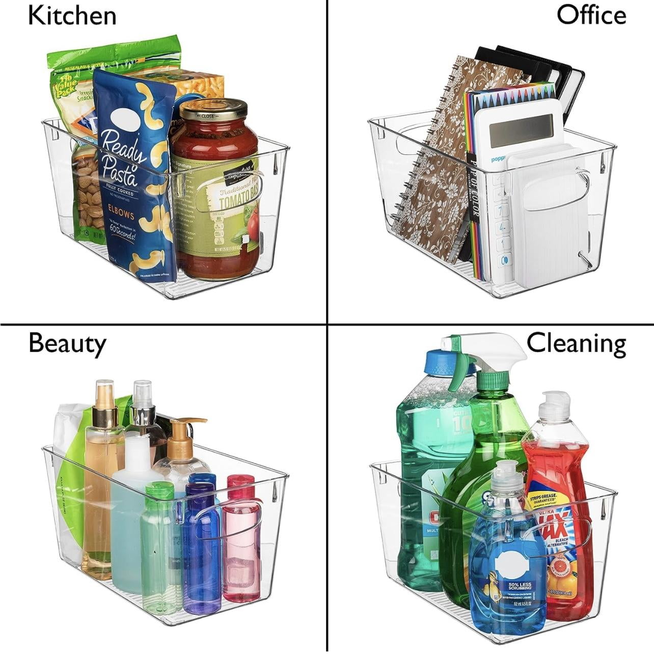 ZHOHO TANT Clear Stackable Plastic Storage Bins, 12-Pack Pantry and Fridge Organizers for Kitchen, Bathroom, Home