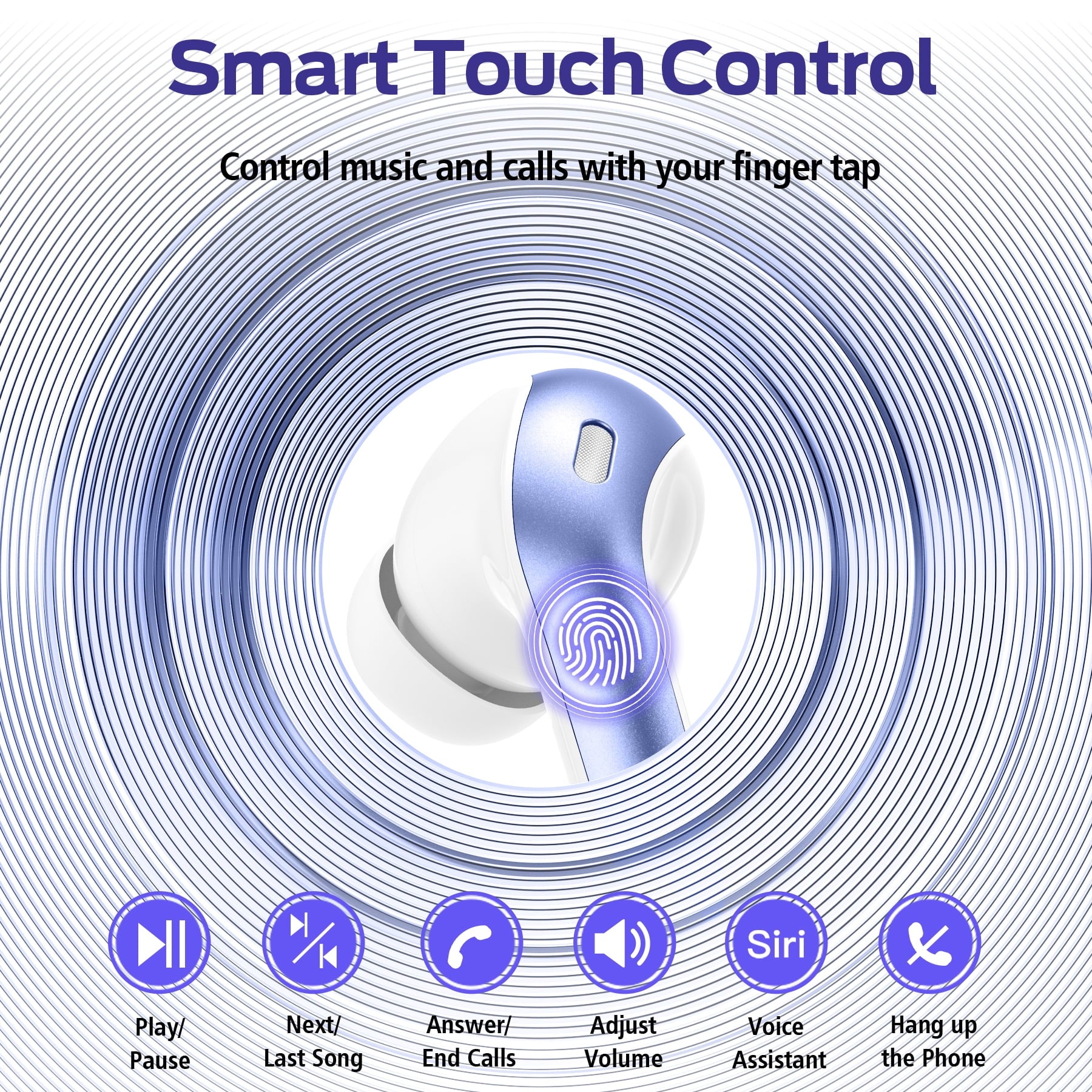 VEATOOL Bluetooth Headphones True Wireless Earbuds 65H Playback Power Display Earphones with Wireless Charging Case IPX7 Waterproof in-Ear Earbuds with Mic for TV Smart Phone Computer Laptop