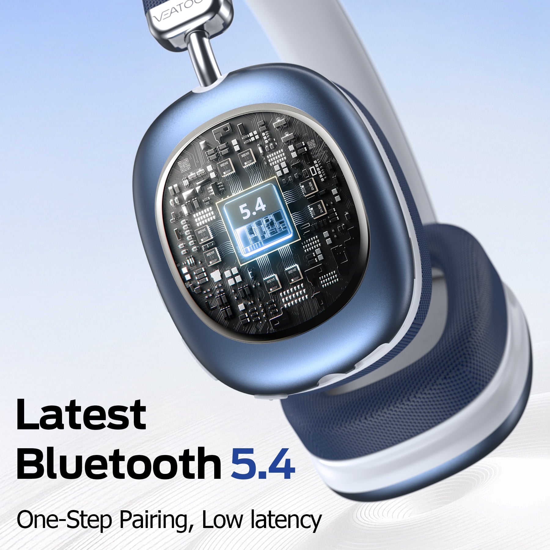 Bluetooth Headphones Over Ear, 65Hrs Playtime Wireless Headphones,Bass Boosted by 90%,Lightweight Headset with Deep Bass, Clear Call with 4 Noise Cancelling Mics,Low Latency for Travel Work Cellphone