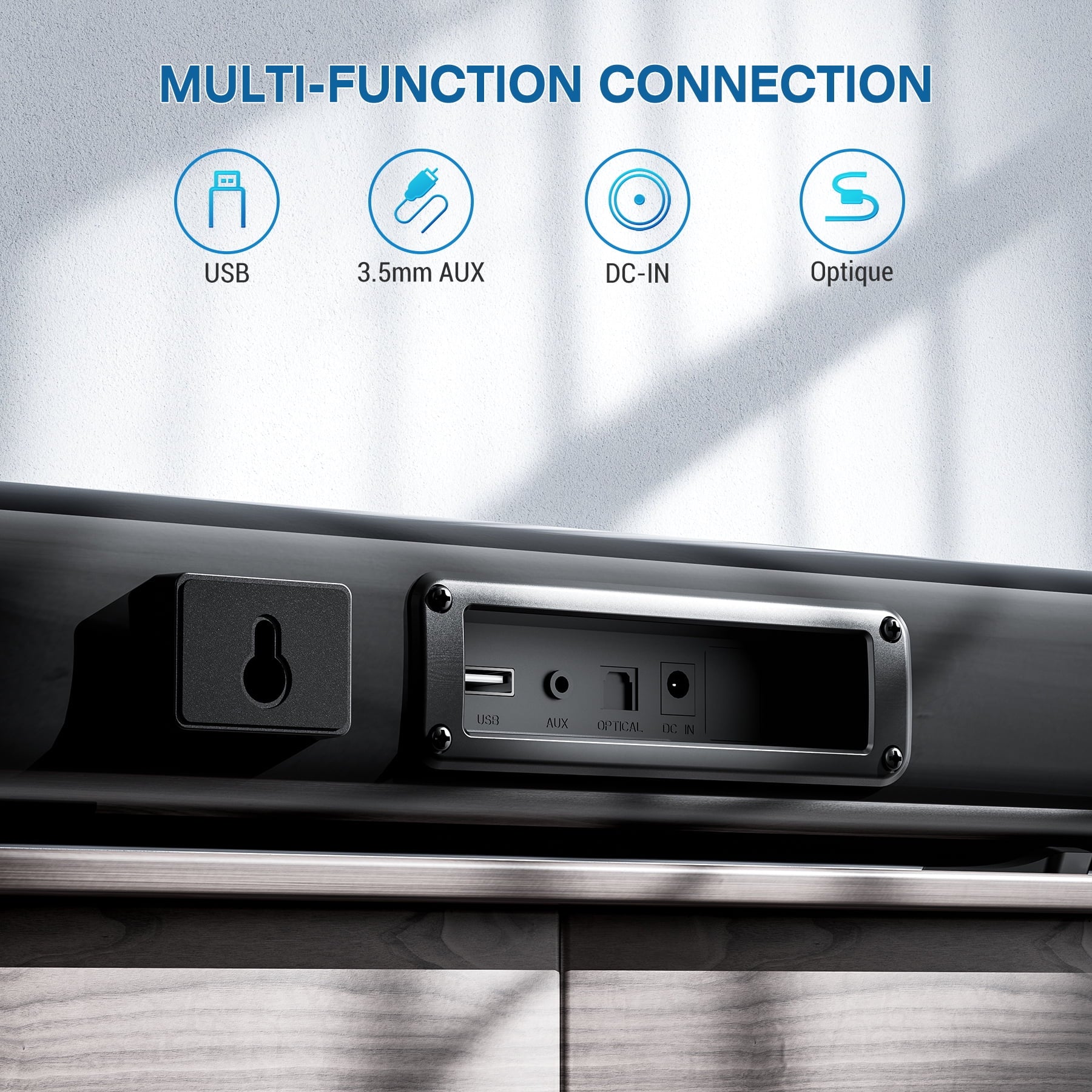 VEAT00L 2.2ch Sound Bar, 100W Bluetooth 5.0 Sound Bars for Smart TV, 3D Surround Sound System with Powerful Bass,Home Theater Speakers with USB/Optical/AUX, TV Speakers Soundbars with Split Design